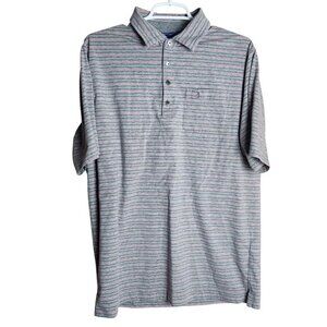 FootJoy FJ Men M Pink Gray Striped Supima Cotton Stretch Short Sleeve‎ Golf Polo